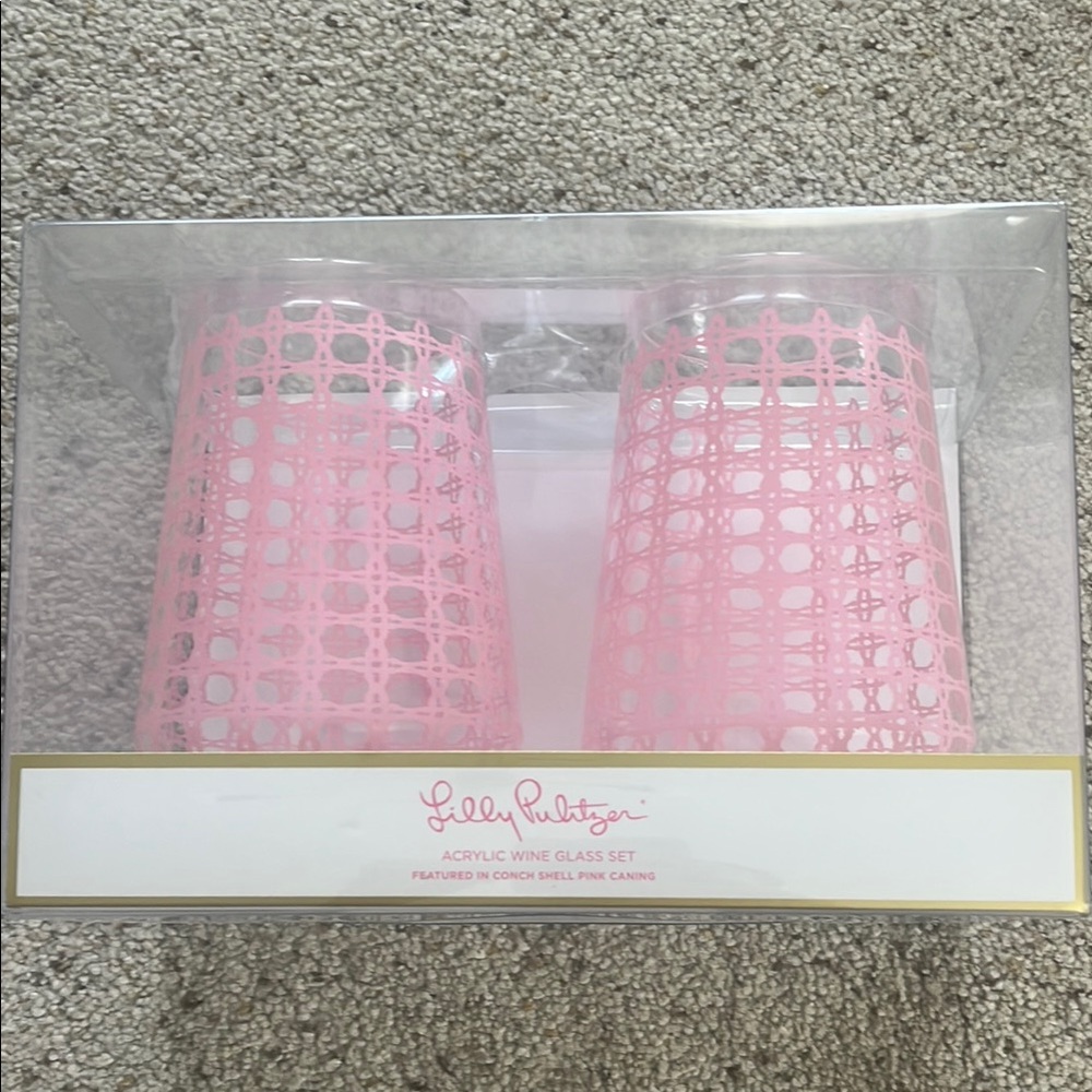 Lilly Pulitzer Pink Acrylic Wine Glass Set